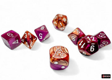 Chessex Lab Dice Polyhedral 7-Dice Set Gemini Copper-Purple/white