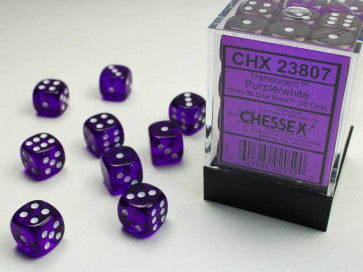 Chessex 12mm D6 Dice Block Translucent Purple/White
