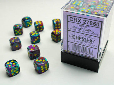 Chessex 12mm D6 Dice Block Festive Mosaic/Yellow
