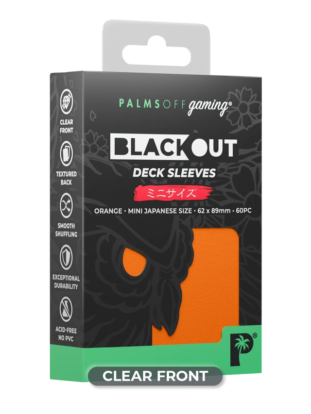 Palms Off Blackout Deck Sleeves - Japanese Size -  Orange