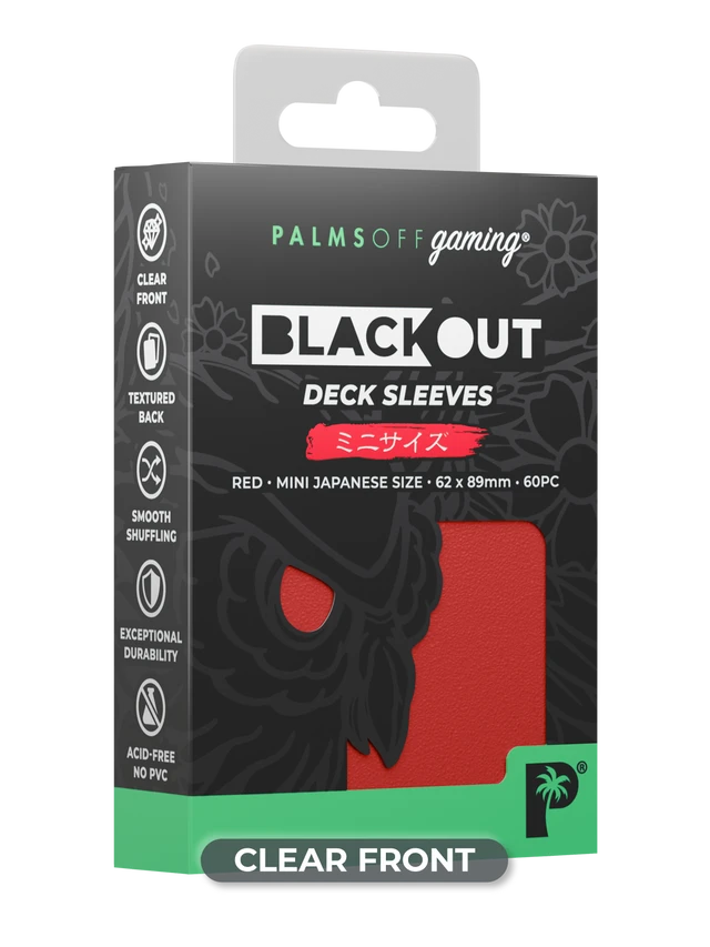 Palms Off Blackout Deck Sleeves - Japanese Size - Red