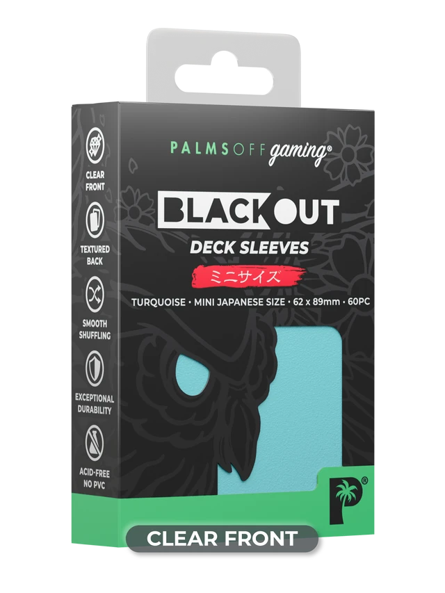 Palms Off Blackout Deck Sleeves - Japanese Size - Torquoise