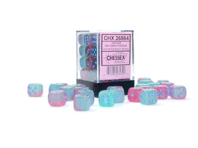CHX 26864 Gemini 12mm d6 Gel Green-Pink/Blue Luminary Block