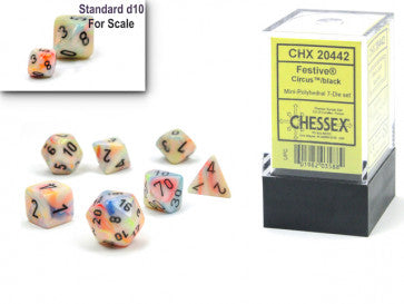 Chessex Mini-Polyhedral 7-Die Set Festive Circus/Black