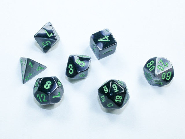 Chessex Mini-Polyhedral 7-Die Set Gemini Black-Grey/Green
