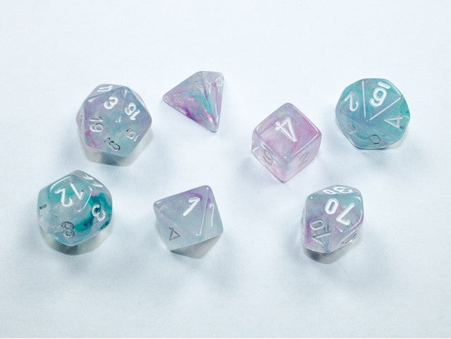 Chessex Mini-Polyhedral 7-Die Set Nebula Wisteria/White
