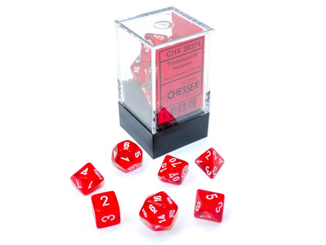 Chessex Mini-Polyhedral 7-Die Set Translucent Red/White
