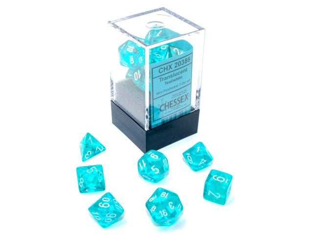 Chessex Mini-Polyhedral 7-Die Set Translucent Teal/White