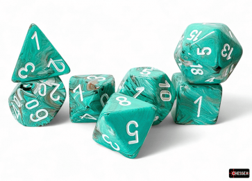 Chessex Mega-hedral Oxi-Copper/White 7-Die Set